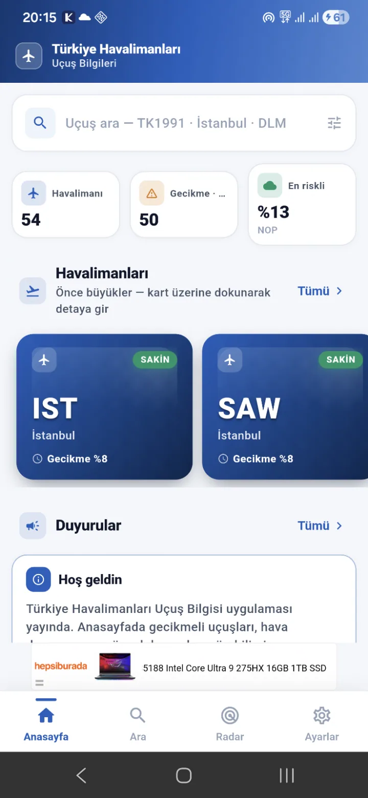 Havalimanı Uçuş Bilgileri — Türkiye havalimanları canlı uçuş bilgisi